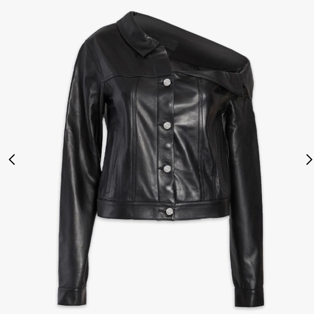 RTA off shoulder leather jacket